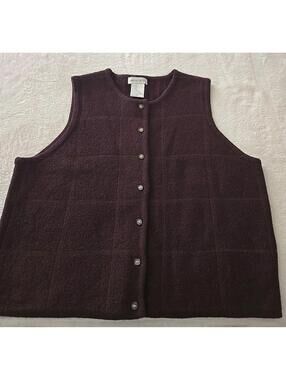 Pierre Cardin Vintage 100% Wool Sweater Vest Large Purple Preppy Academia